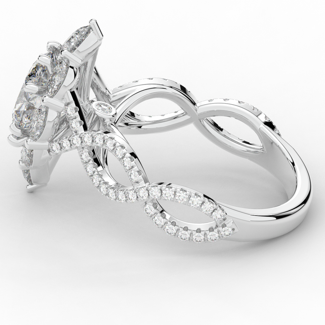 3.00CT.TW OVAL LAB DIAMOND HALO ENGAGEMENT RING - Nazarelle