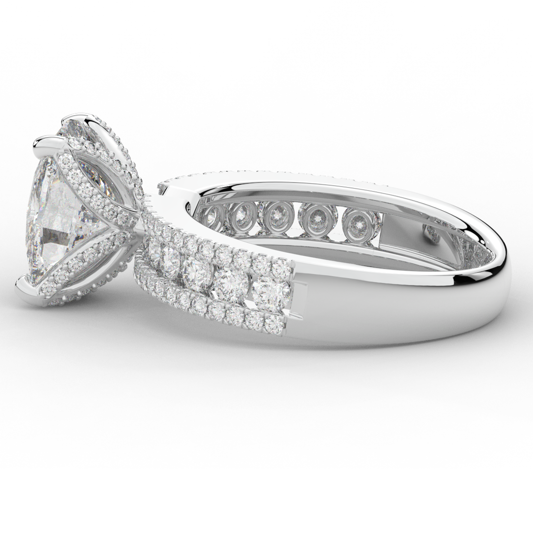 3.95CT.TW CUSHION LAB DIAMOND SOLITAIRE ENGAGEMENT RING - Nazarelle