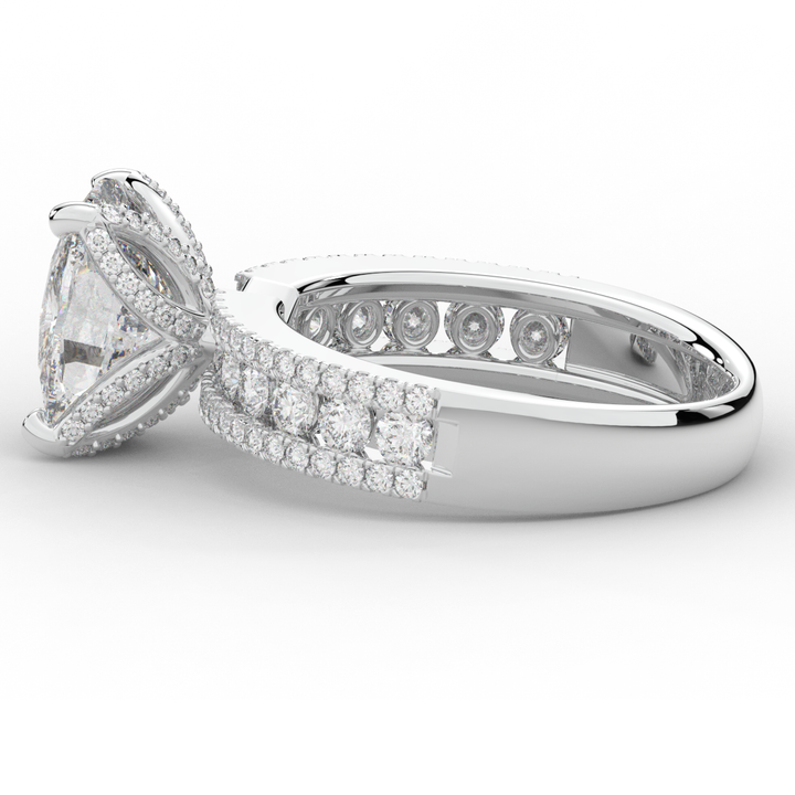 3.95CT.TW CUSHION LAB DIAMOND SOLITAIRE ENGAGEMENT RING - Nazarelle