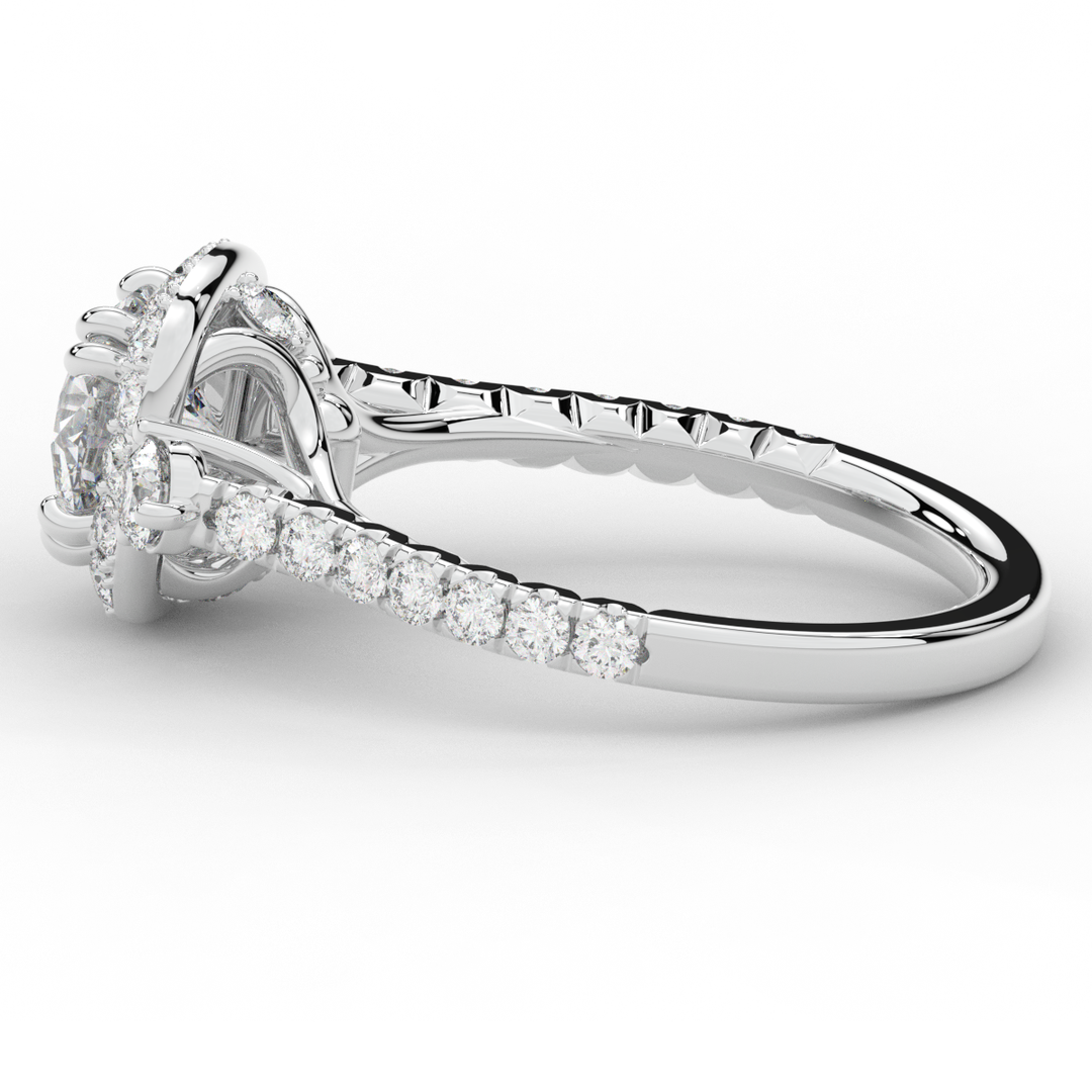 1.75CT.TW ROUND LAB DIAMOND HALO ENGAGEMENT RING - Nazarelle