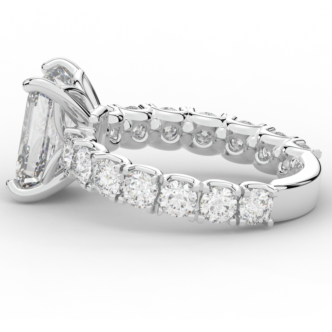 4.35CT.TW EMERALD CUT LAB DIAMOND ENGAGEMENT RING - Nazarelle
