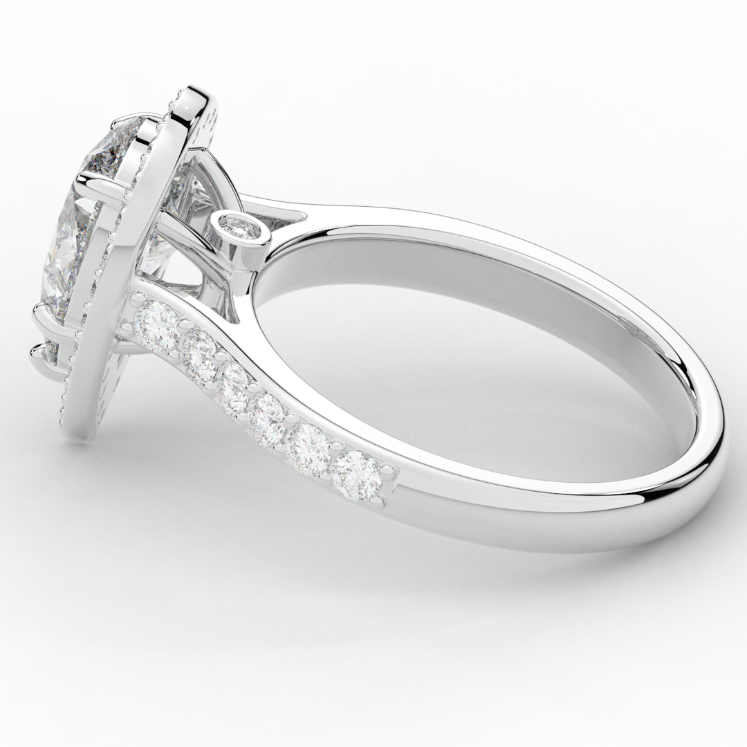 2.50CT.TW PEAR LAB DIAMOND HALO ENGAGEMENT RING - Nazarelle