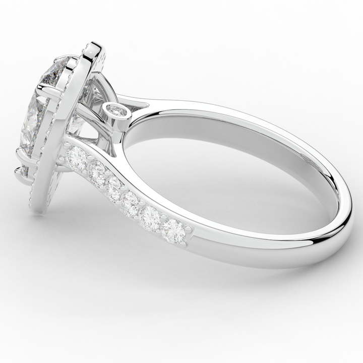 2.50CT.TW PEAR LAB DIAMOND HALO ENGAGEMENT RING - Nazarelle