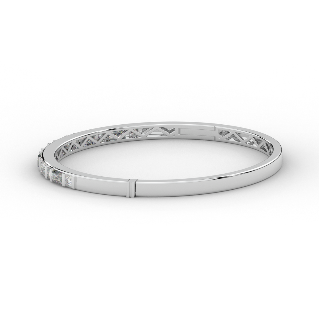 2.75CT.TW ROUND AND EMERALD CUT LAB DIAMOND SHARED PRONG BANGLE - Nazarelle