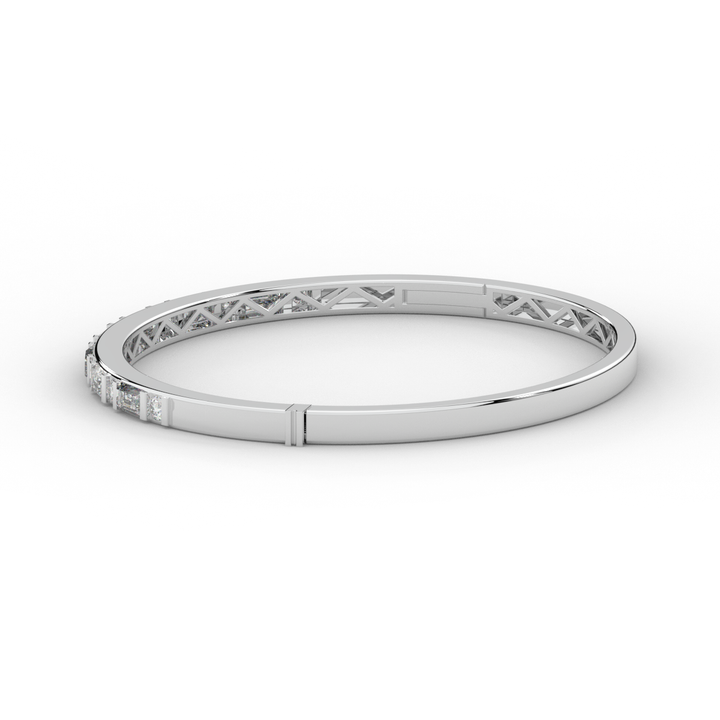 2.75CT.TW ROUND AND EMERALD CUT LAB DIAMOND SHARED PRONG BANGLE - Nazarelle