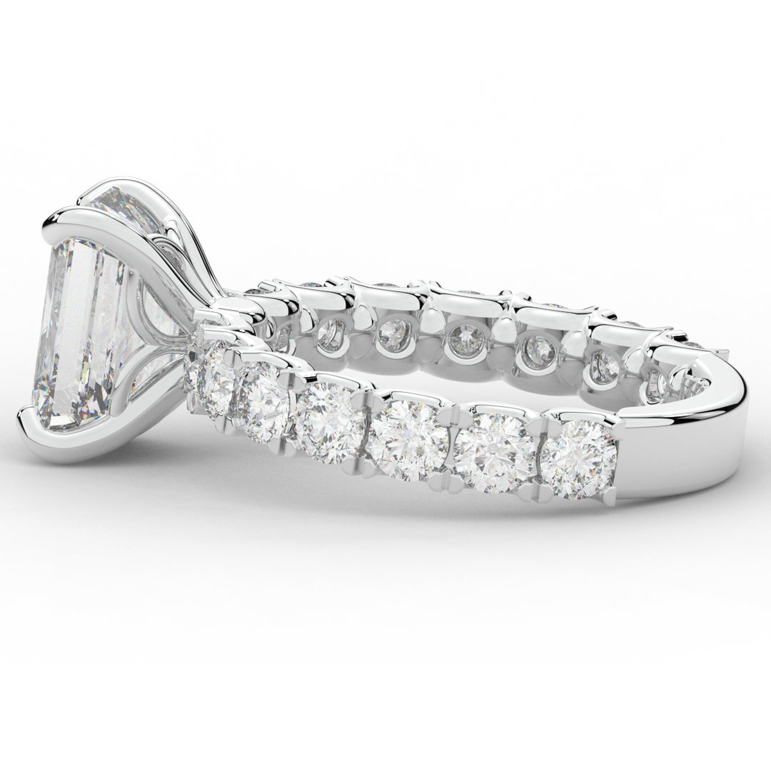 4.35CT.TW EMERALD CUT LAB DIAMOND ENGAGEMENT RING - Nazarelle
