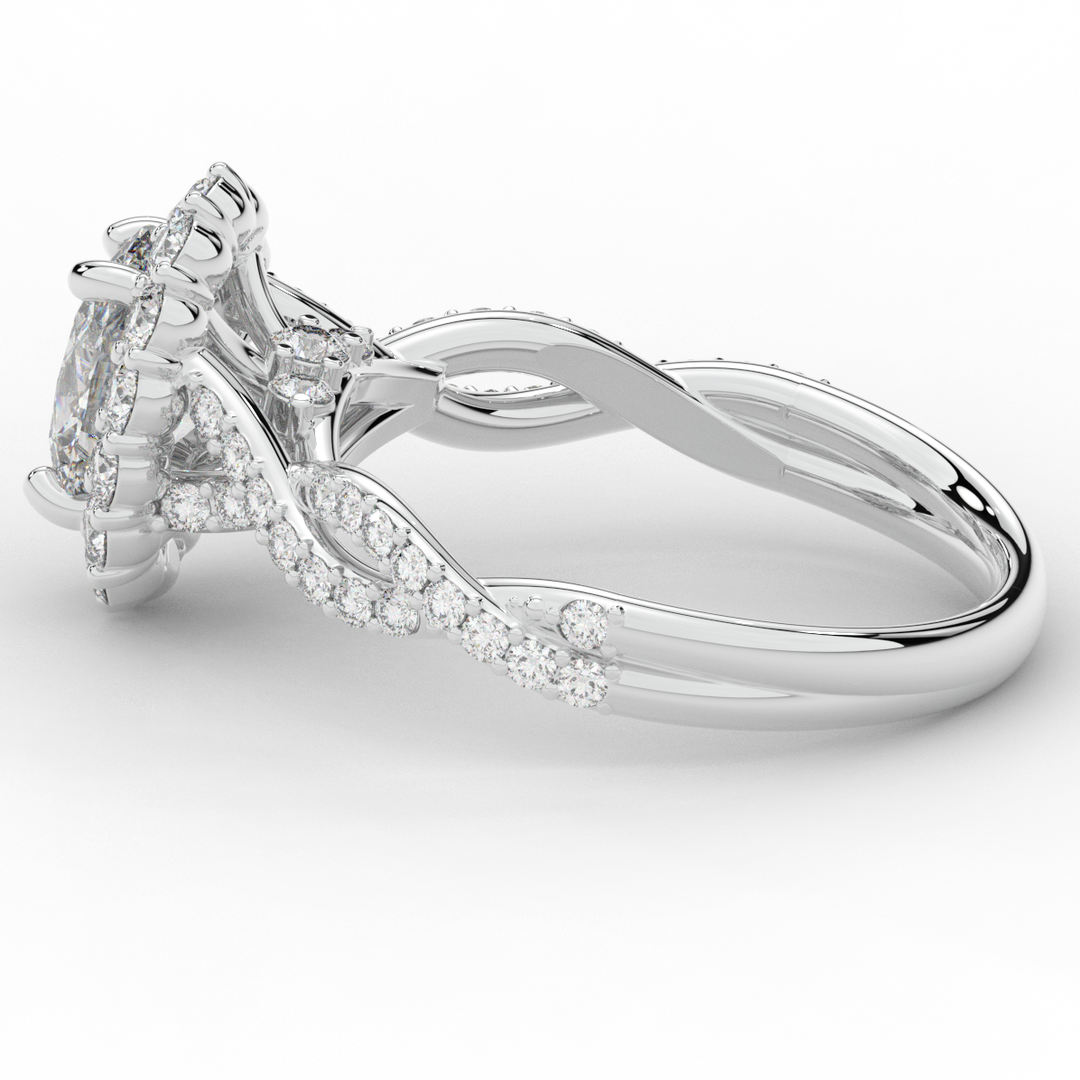1.75CT.TW OVAL LAB DIAMOND HALO TWIST BAND ENGAGEMENT RING - Nazarelle