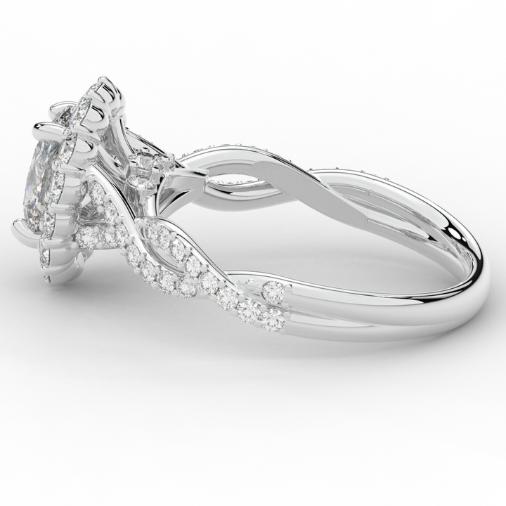 1.75CT.TW OVAL LAB DIAMOND HALO TWIST BAND ENGAGEMENT RING - Nazarelle