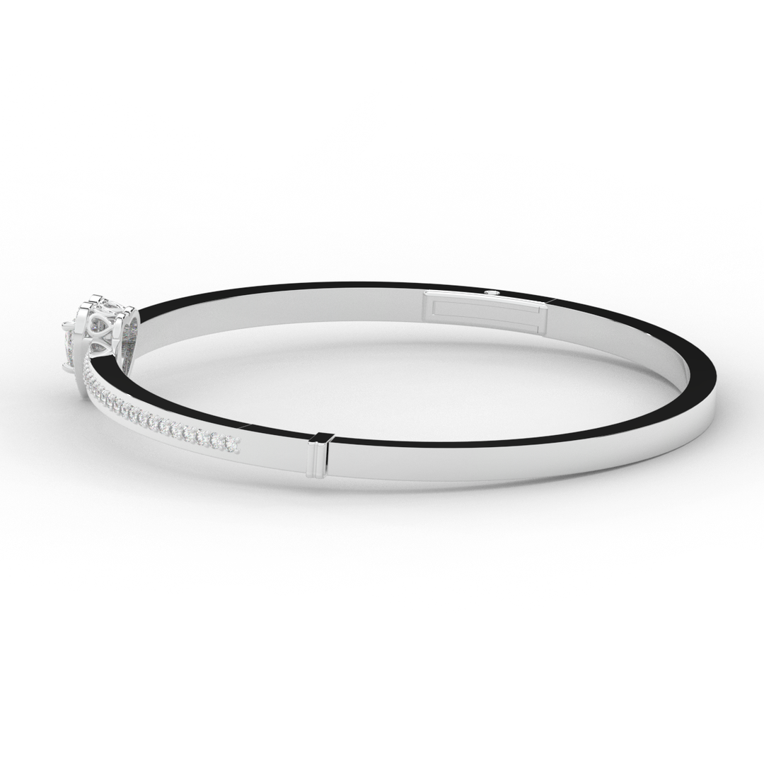 1.65CT.TW HEART AND ROUND LAB DIAMOND  BANGLE - Nazarelle