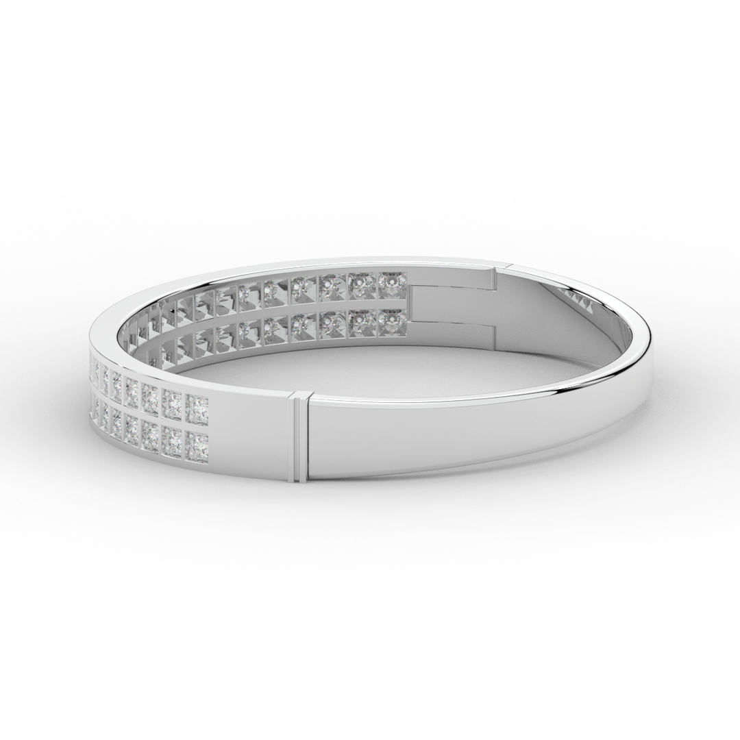 2.00CT.TW ROUND LAB TWO ROW DIAMOND BANGLE - Nazarelle