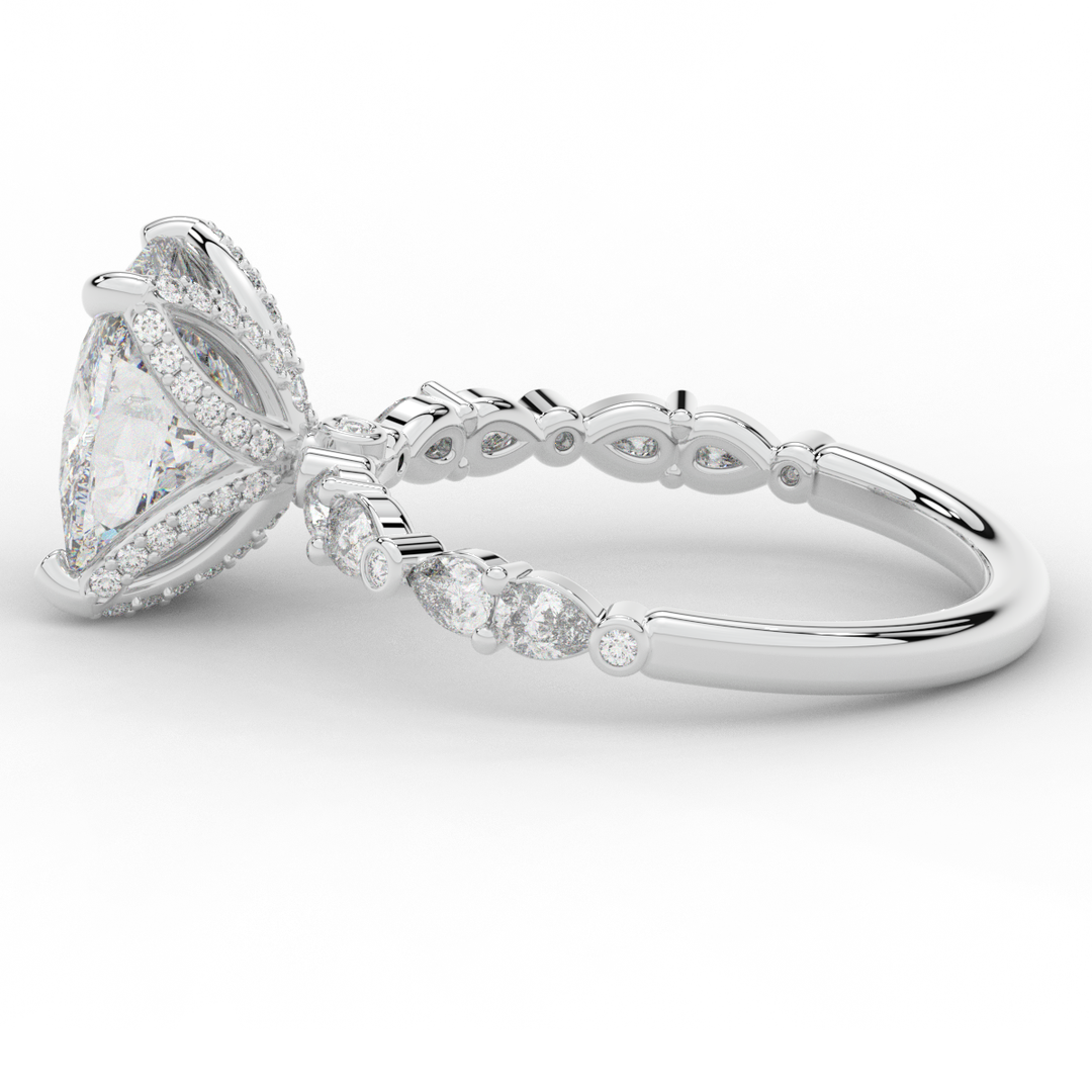 3.60CT.TW CUSHION LAB DIAMOND SOLITAIRE ENGAGEMENT RING - Nazarelle