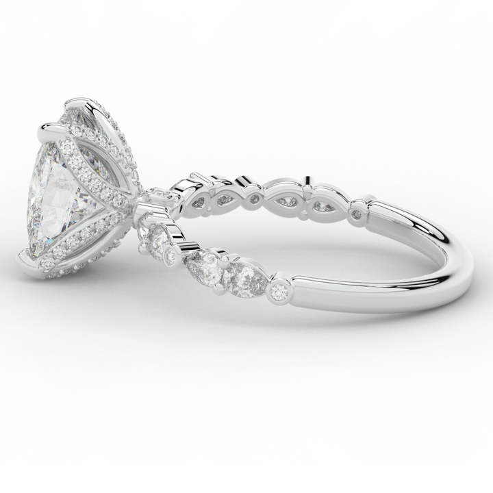 3.60CT.TW CUSHION LAB DIAMOND SOLITAIRE ENGAGEMENT RING - Nazarelle