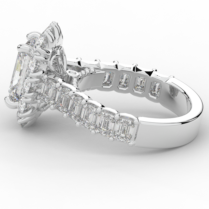 6.00CT.TW RADIANT LAB DIAMOND HALO ENGAGEMENT RING - Nazarelle