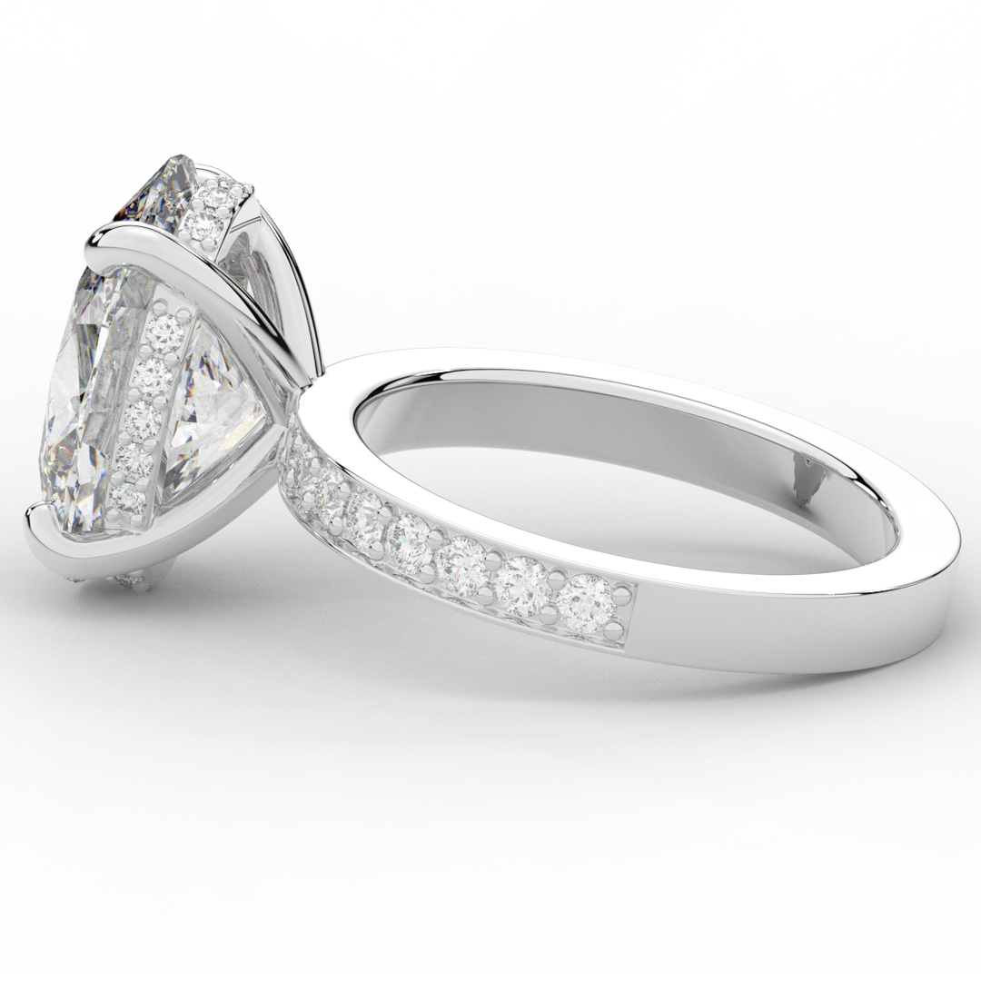 4.30CT.TW OVAL LAB DIAMOND BAND ENGAGEMENT RING - Nazarelle