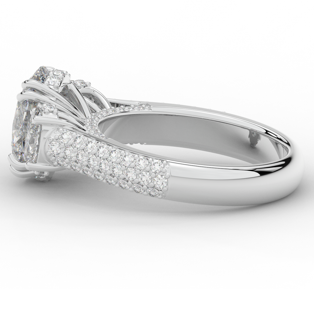 3.70CT.TW OVAL LAB DIAMOND 3 STONE ENGAGEMENT RING - Nazarelle