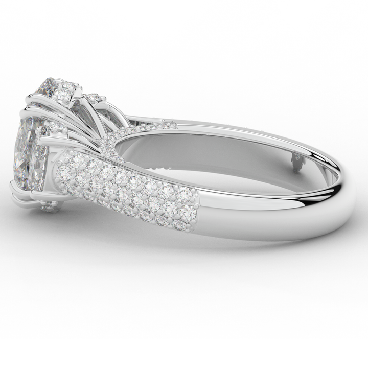 3.70CT.TW OVAL LAB DIAMOND 3 STONE ENGAGEMENT RING - Nazarelle