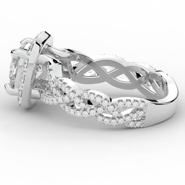 2.70CT.TW CUSHION LAB DIAMOND HALO TRIPLE TWIST ENGAGEMENT RING - Nazarelle