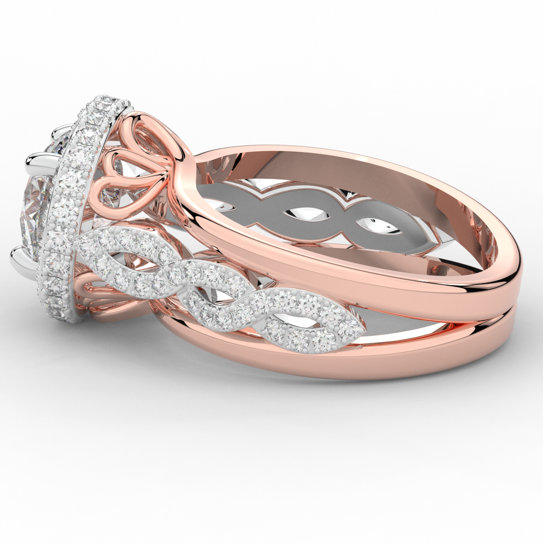 2.85CT.TW ROUND LAB DIAMOND HALO TWO TONE ENGAGEMENT RING - Nazarelle