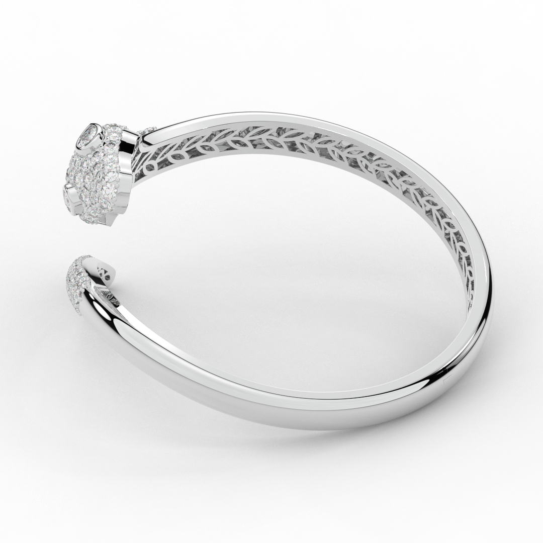 3.75CT.TW ROUND AND PEAR LAB DIAMOND SNAKE BANGLE - Nazarelle