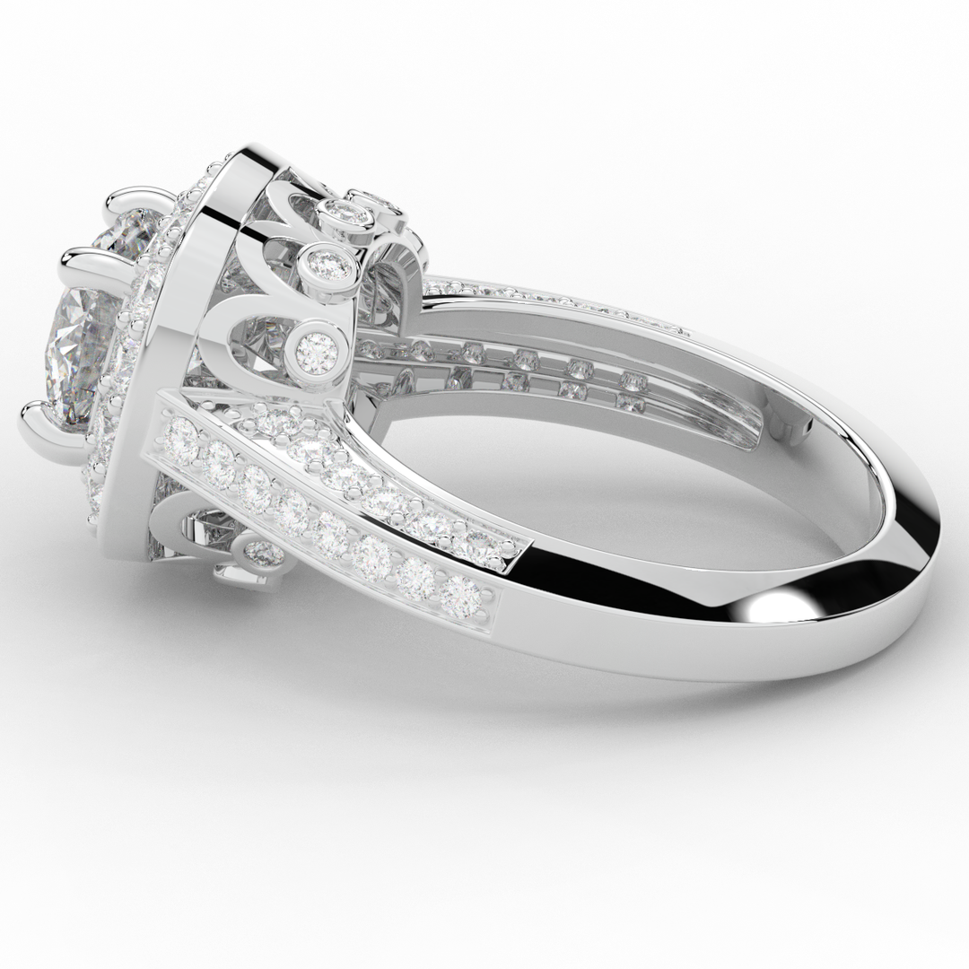 1.50CT.TW ROUND LAB DIAMOND HALO ENGAGEMENT RING - Nazarelle