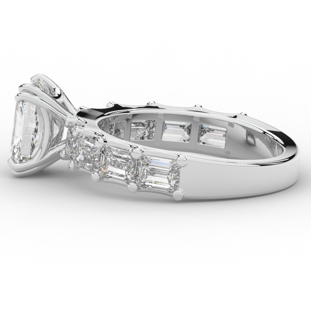 3.75CT.TW RADIANT LAB DIAMOND SOLITAIRE ENGAGEMENT RING - Nazarelle