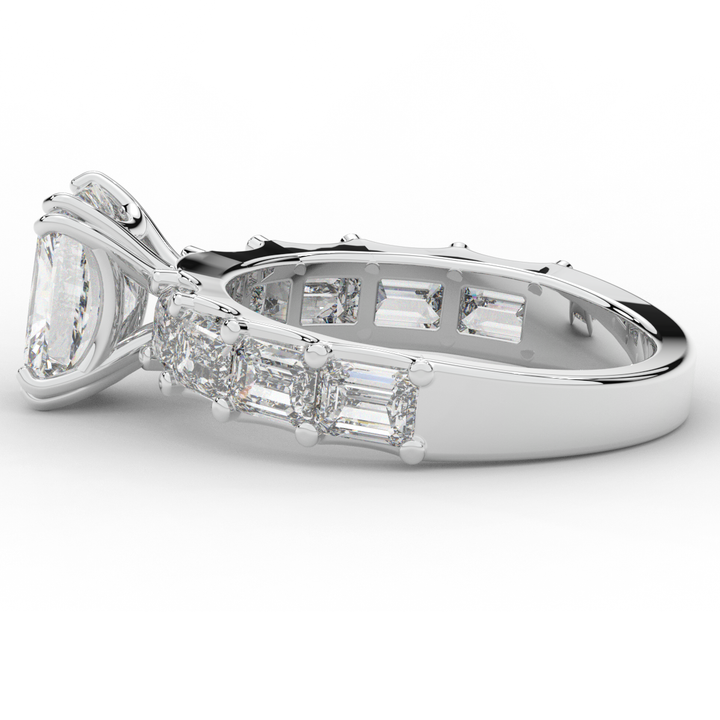 3.75CT.TW RADIANT LAB DIAMOND SOLITAIRE ENGAGEMENT RING - Nazarelle