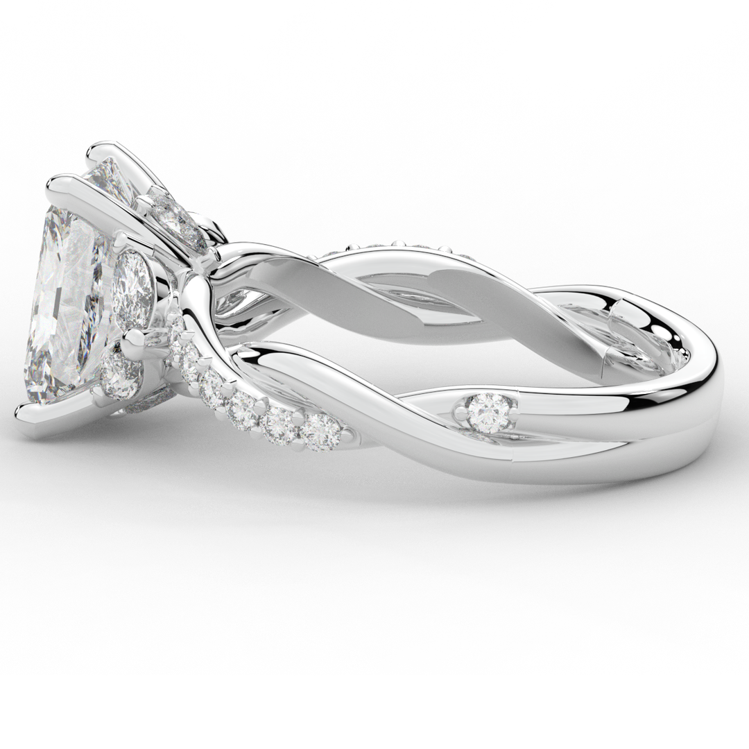 2.40CT.TW RADIANT LAB DIAMOND TWIST BAND ENGAGEMENT RING - Nazarelle