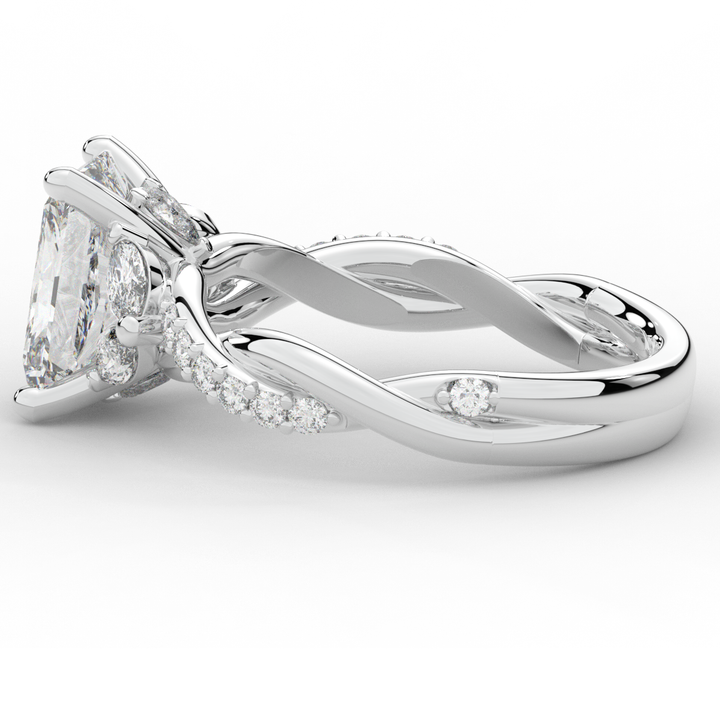 2.40CT.TW RADIANT LAB DIAMOND TWIST BAND ENGAGEMENT RING - Nazarelle