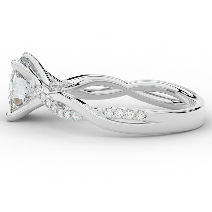 1.70CT.TW CUSHION LAB DIAMOND TWIST BAND ENGAGEMENT RING - Nazarelle