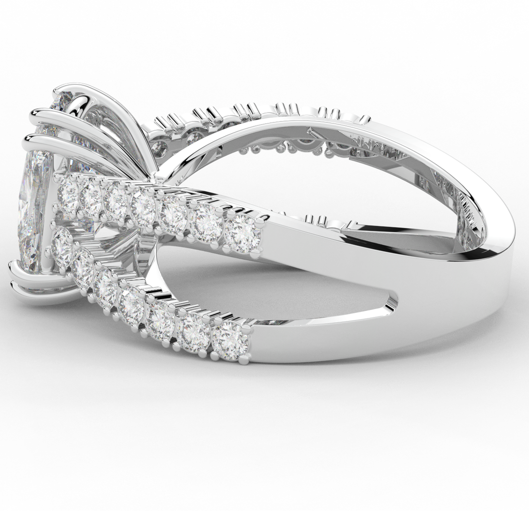 3.75CT.TW CUSHION LAB DIAMOND SPLIT BAND ENGAGEMENT RING - Nazarelle