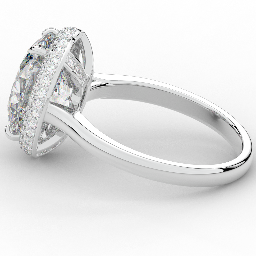 4.40CT.TW OVAL LAB DIAMOND HALO ENGAGEMENT RING - Nazarelle
