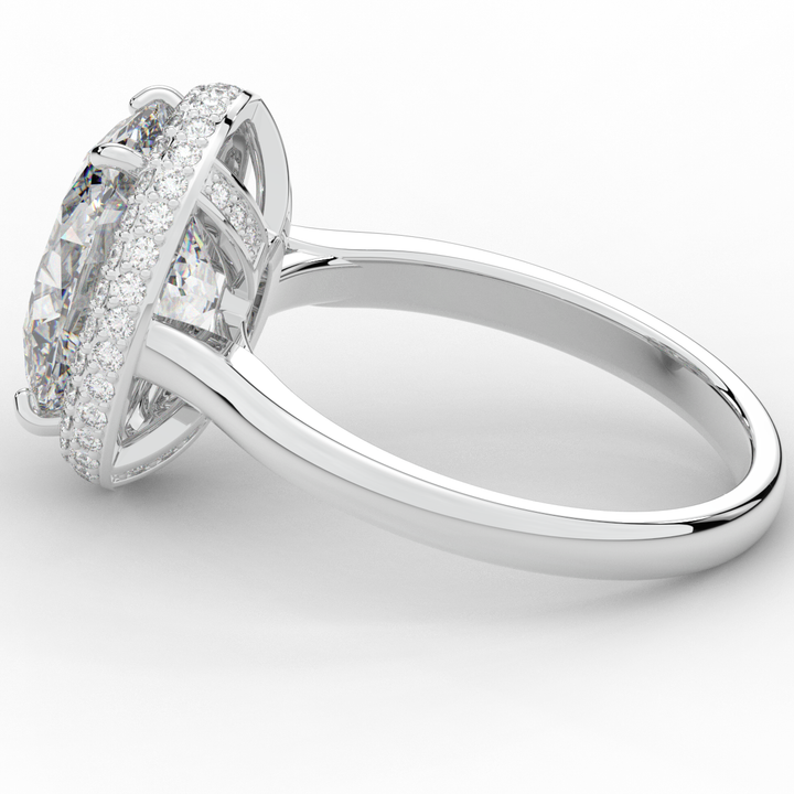 4.40CT.TW OVAL LAB DIAMOND HALO ENGAGEMENT RING - Nazarelle
