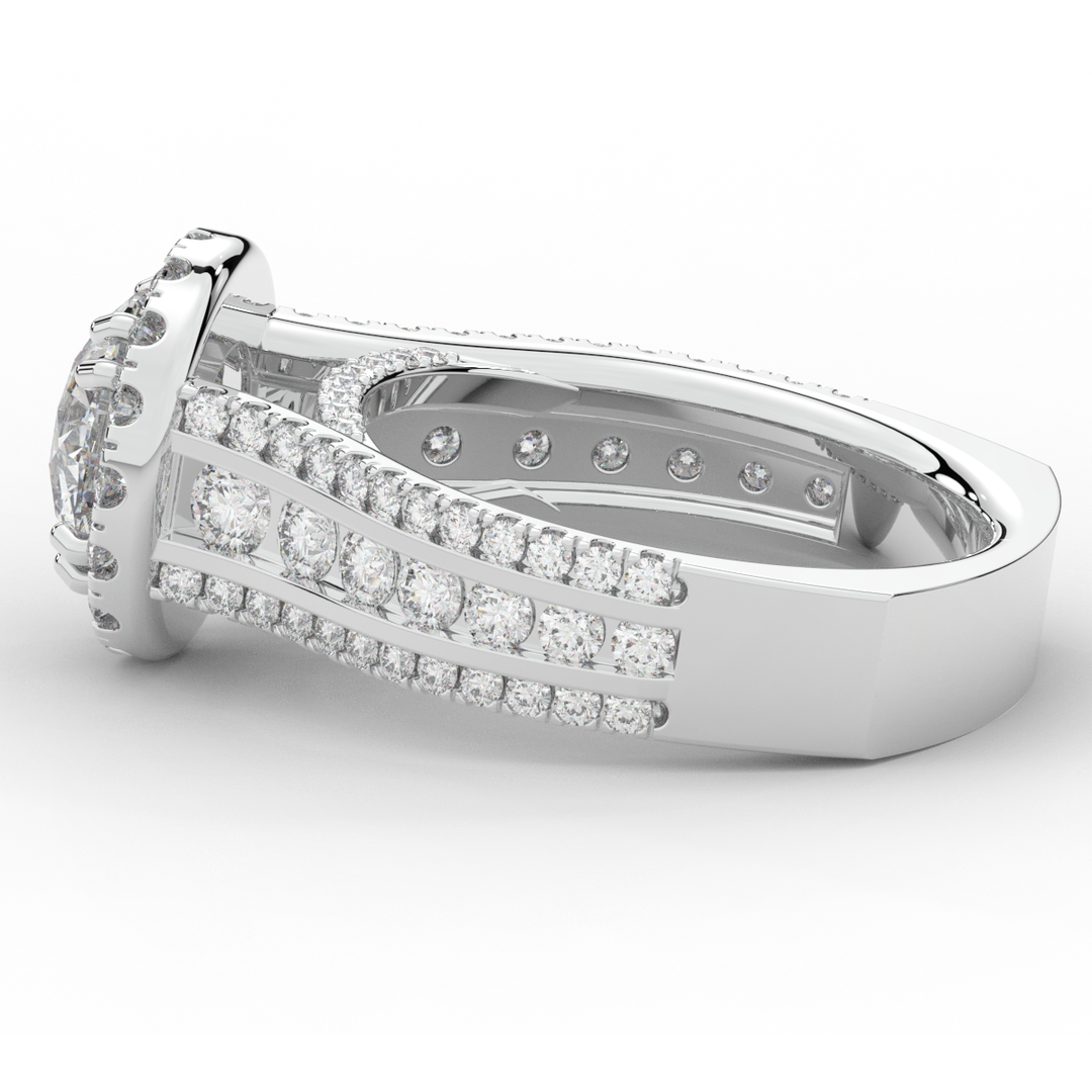 2.90CT.TW ROUND LAB DIAMOND HALO ENGAGEMENT RING - Nazarelle