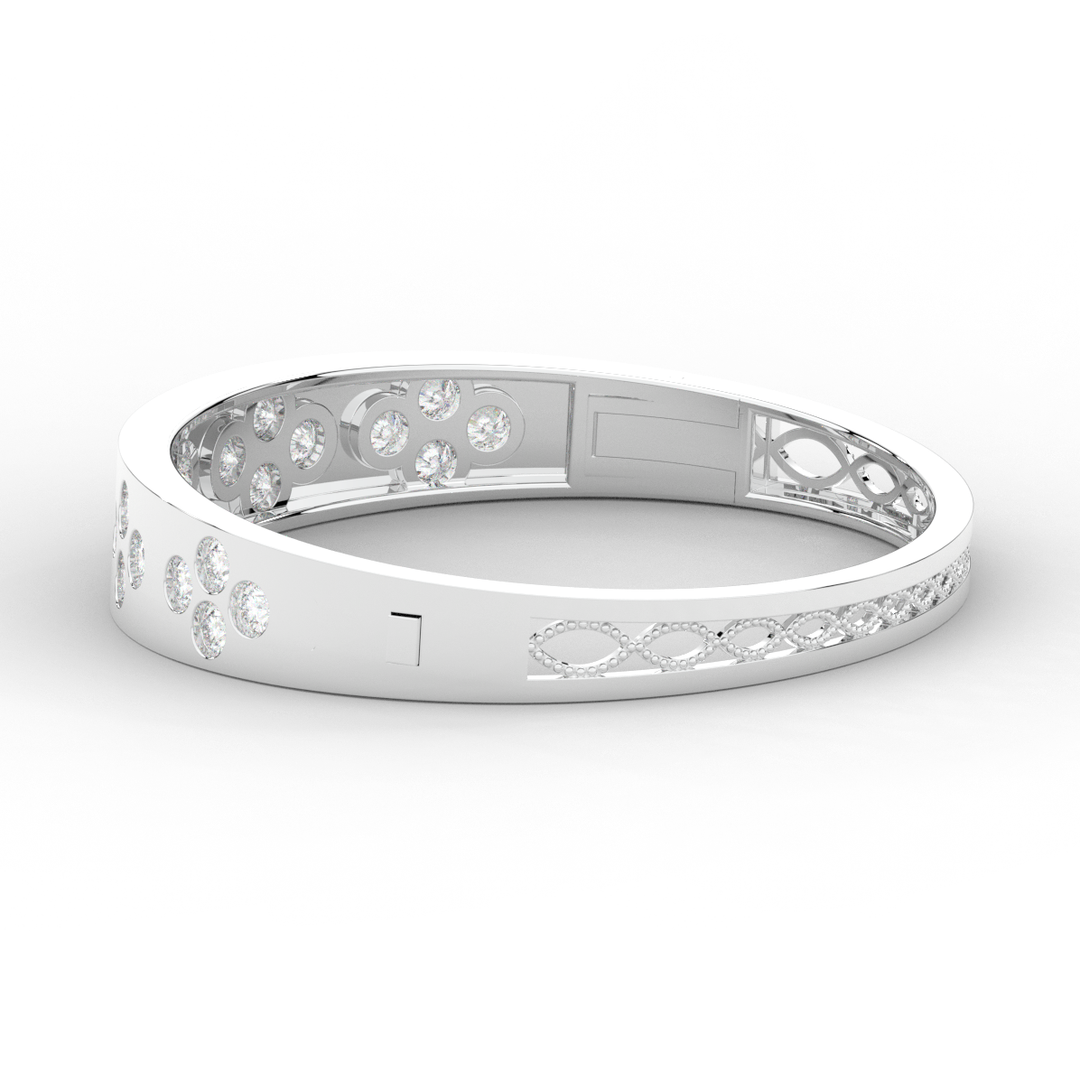 4.10CT.TW ROUND LAB DIAMOND BEZEL SET BANGLE - Nazarelle