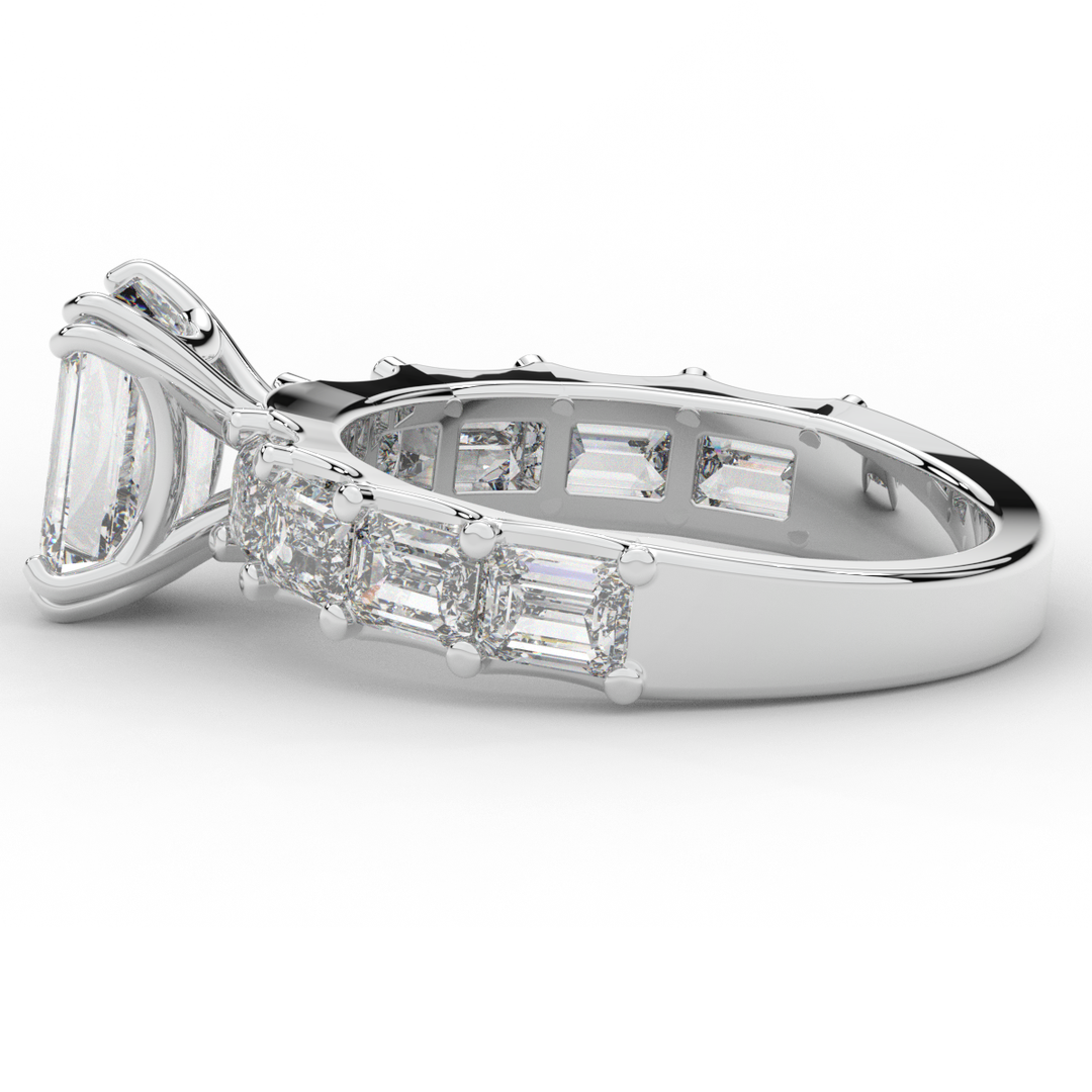 3.75CT.TW EMERALD CUT LAB DIAMOND SOLITAIRE ENGAGEMENT RING - Nazarelle