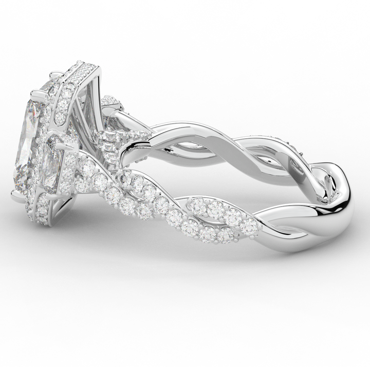 4.70CT.TW RADIANT LAB DIAMOND 3 STONE ENGAGEMENT RING - Nazarelle