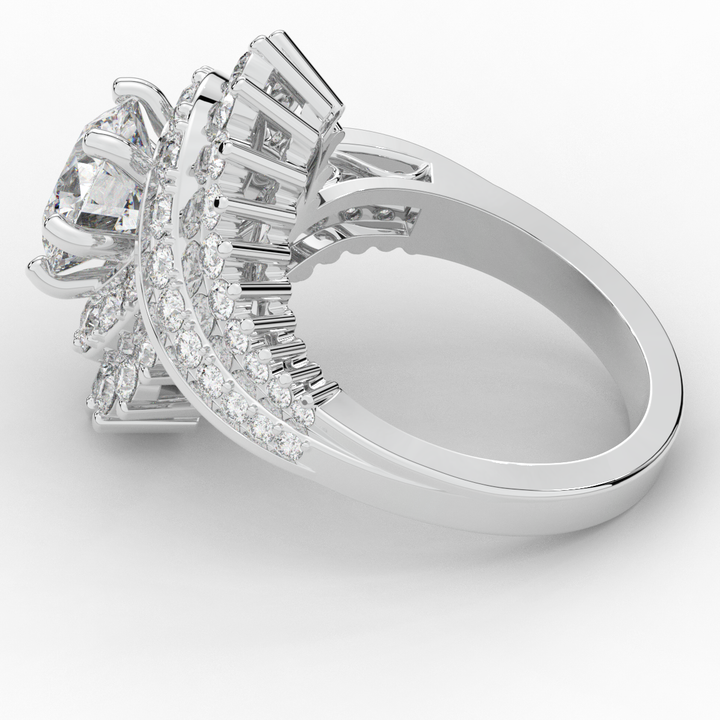 3.35CT.TW ROUND LAB DIAMOND BYPASS HALO ENGAGEMENT RING - Nazarelle