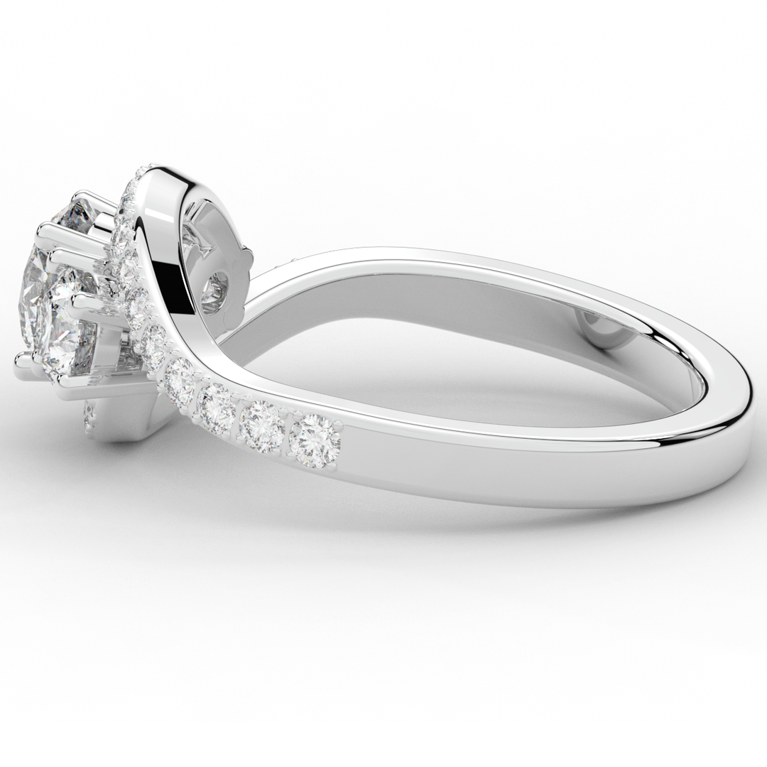 1.65CT.TW ROUND LAB DIAMOND TWIST HALO ENGAGEMENT RING - Nazarelle