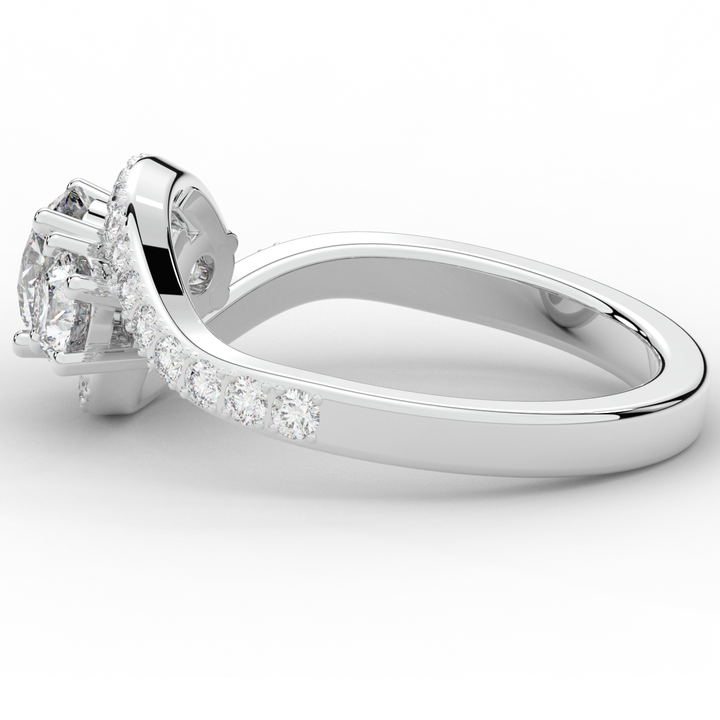 1.65CT.TW ROUND LAB DIAMOND TWIST HALO ENGAGEMENT RING - Nazarelle