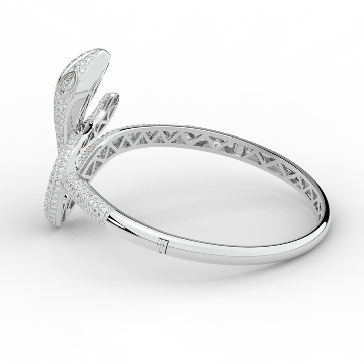 4.90CT.TW ROUND AND PEAR LAB DIAMOND SNAKE BANGLE - Nazarelle