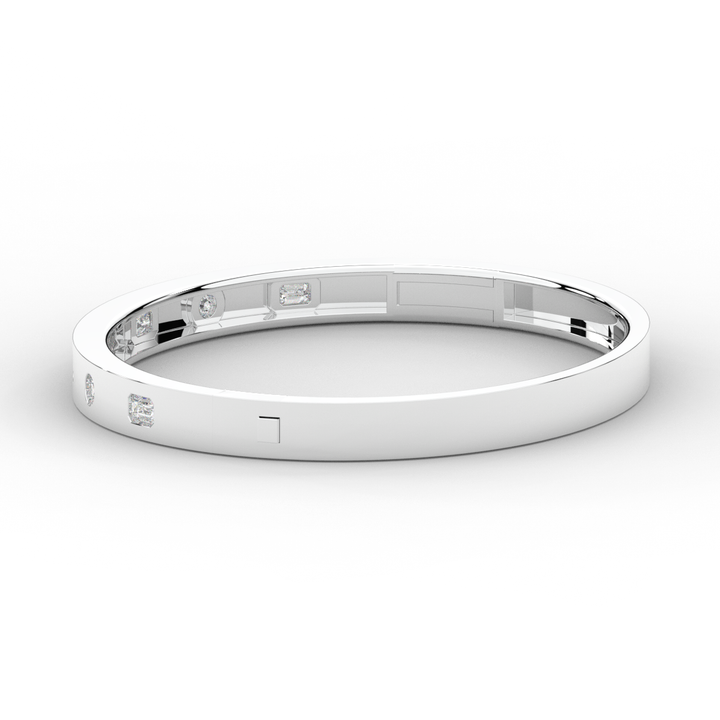 1.00CT.TW ROUND AND EMERALD CUT LAB DIAMOND BEZEL SET BANGLE - Nazarelle