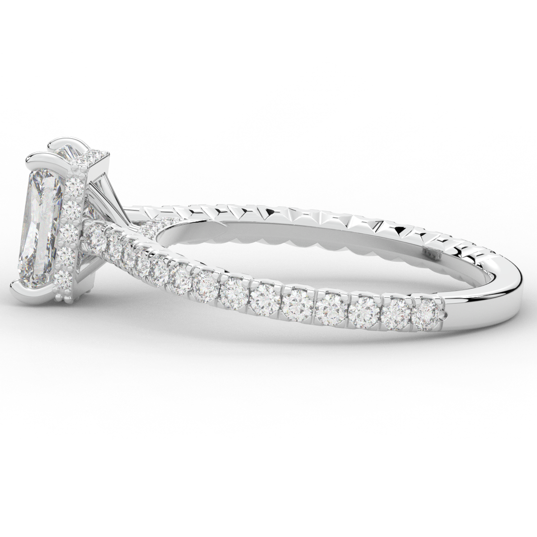2.10CT.TW RADIANT LAB DIAMOND UNDERHALO SOLITAIRE ENGAGEMENT RING - Nazarelle