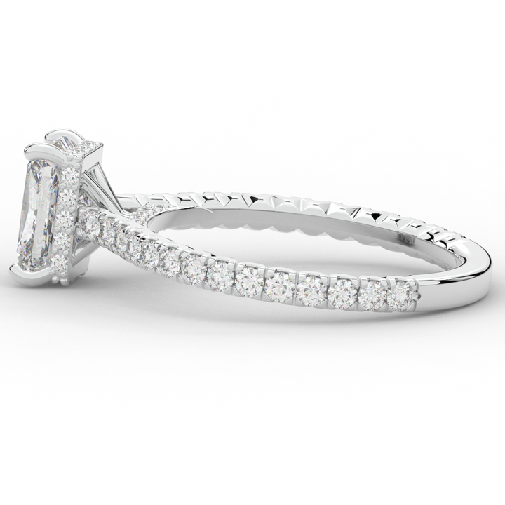 2.10CT.TW RADIANT LAB DIAMOND UNDERHALO SOLITAIRE ENGAGEMENT RING - Nazarelle