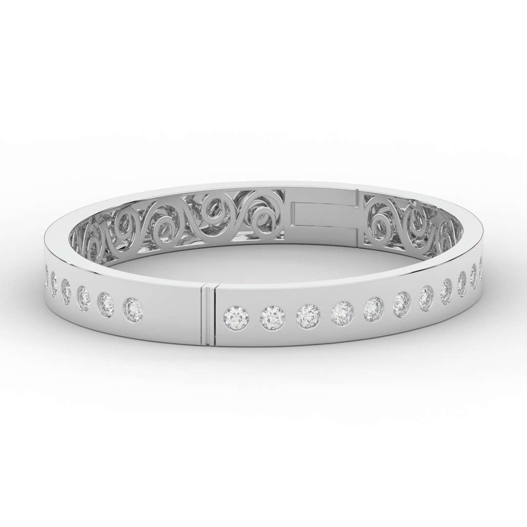 4.50CT.TW ROUND LAB DIAMOND ETERNITY BEZEL SET BANGLE - Nazarelle