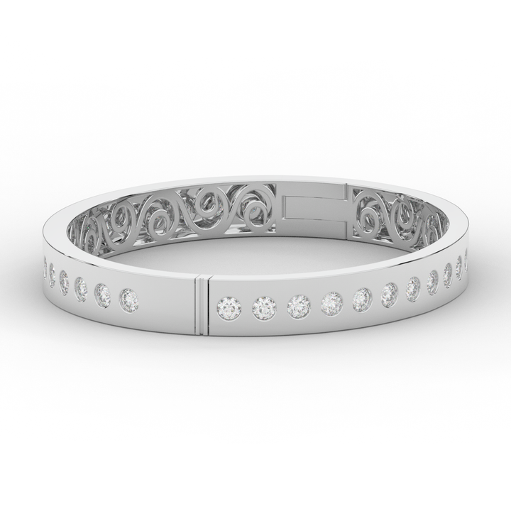 4.50CT.TW ROUND LAB DIAMOND ETERNITY BEZEL SET BANGLE - Nazarelle