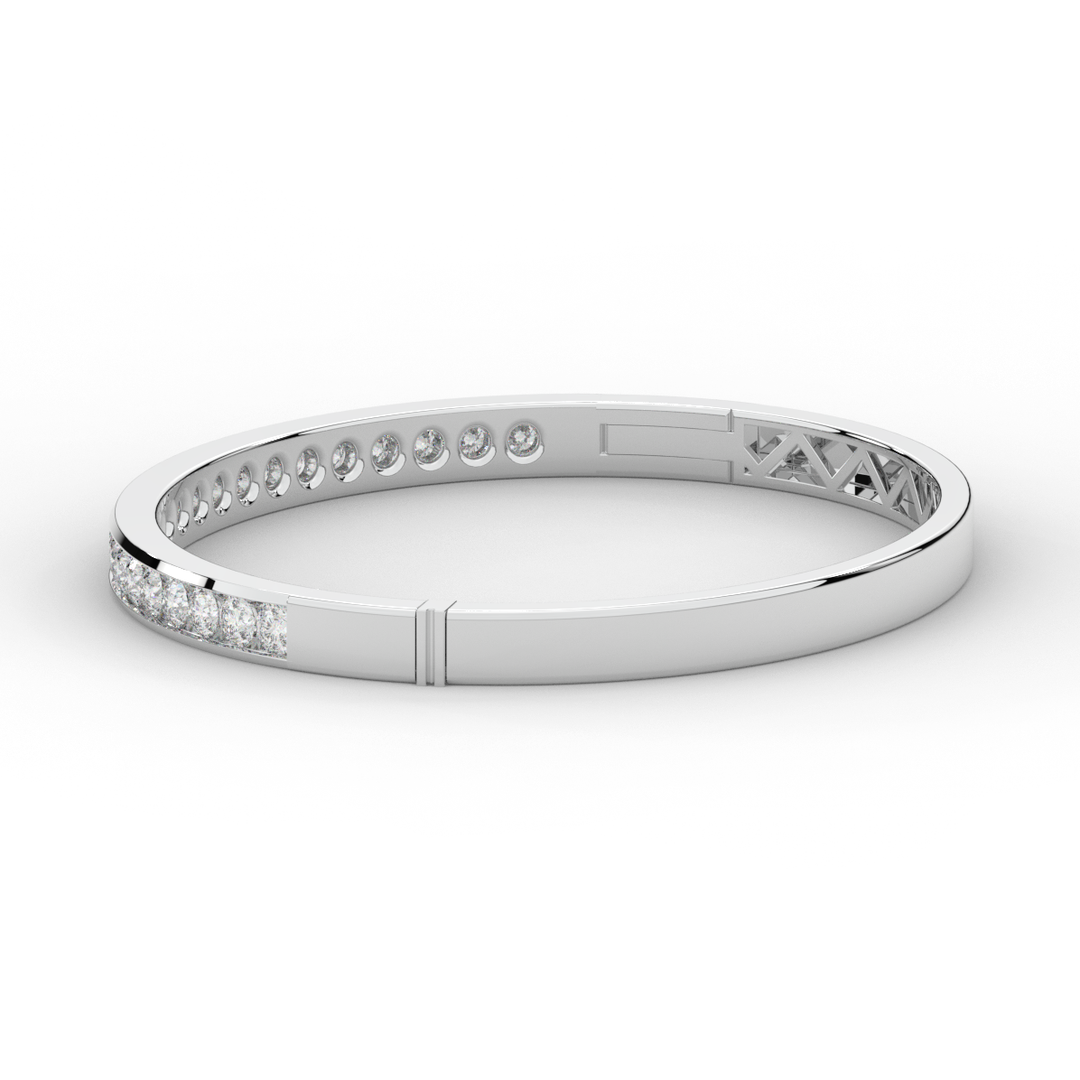 2.75CT.TW ROUND LAB CHANNEL SET DIAMOND BANGLE - Nazarelle