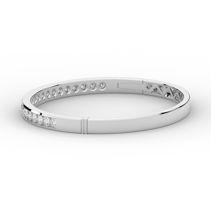 2.75CT.TW ROUND LAB CHANNEL SET DIAMOND BANGLE - Nazarelle