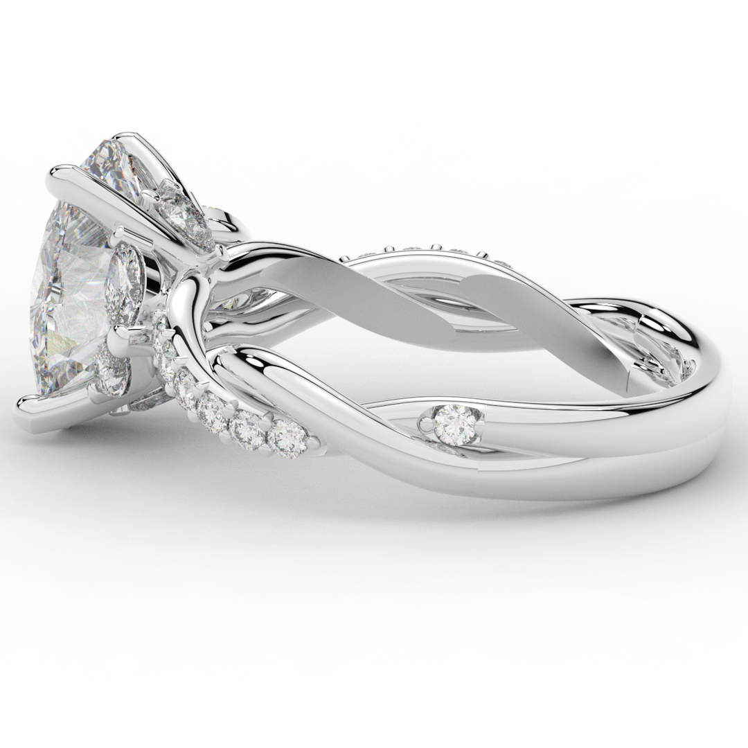 2.40CT.TW OVAL LAB DIAMOND TWIST ENGAGEMENT RING - Nazarelle