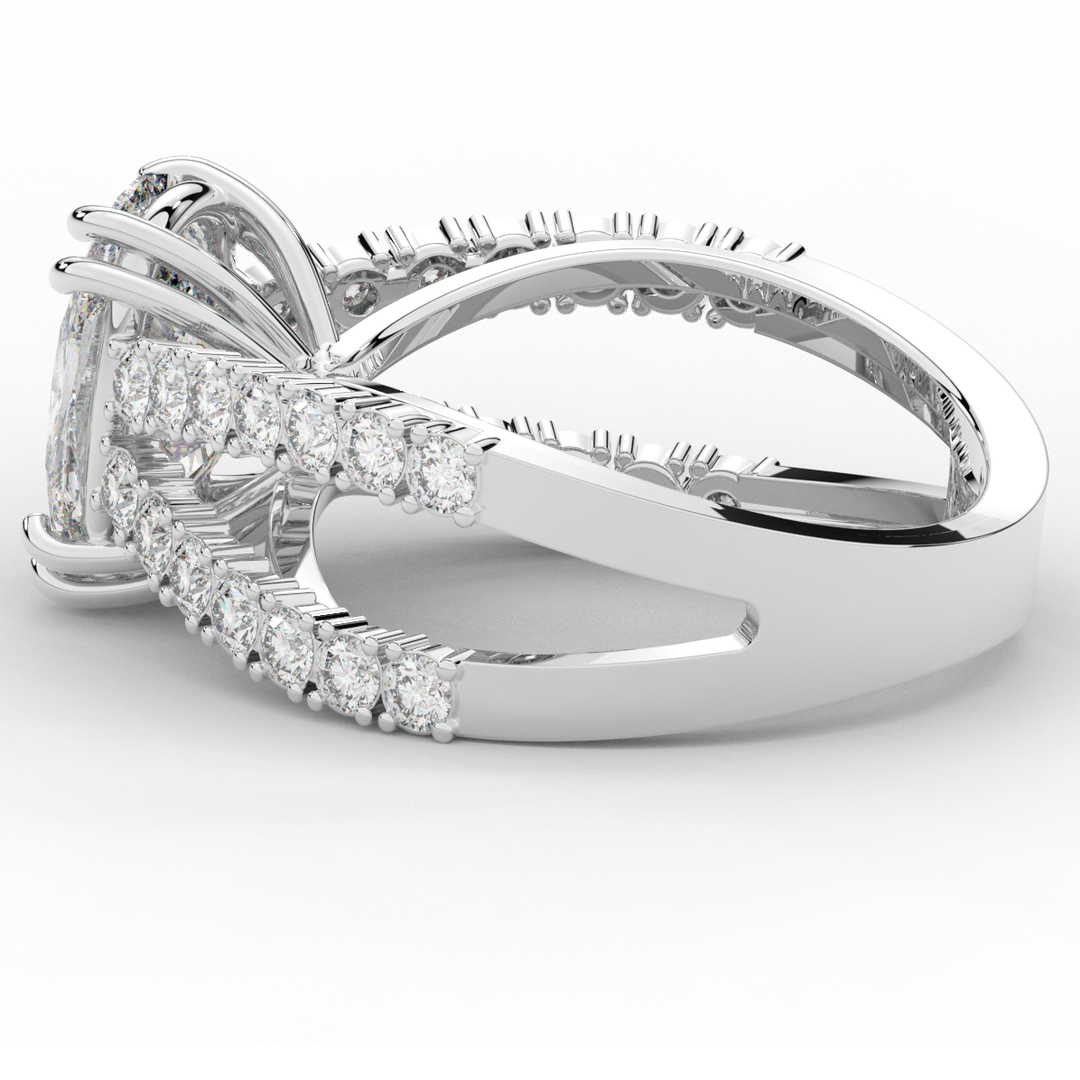 3.75CT.TW CUSHION LAB DIAMOND SPLIT BAND ENGAGEMENT RING - Nazarelle