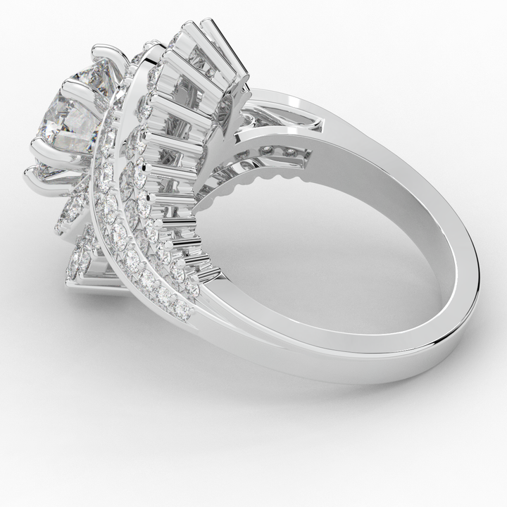 3.35CT.TW ROUND LAB DIAMOND BYPASS HALO ENGAGEMENT RING - Nazarelle